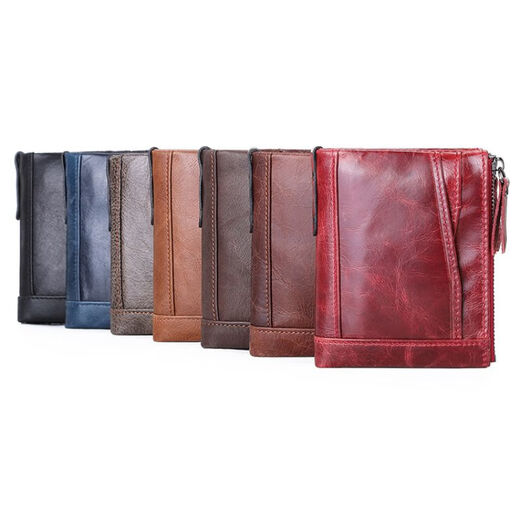 Neue Frauenbrieftasche Freizeit Mode RFID Leder Brieftasche Doppel Reißverschluss Multi-Card Retro Clutch Coin Brieftasche Schwarz