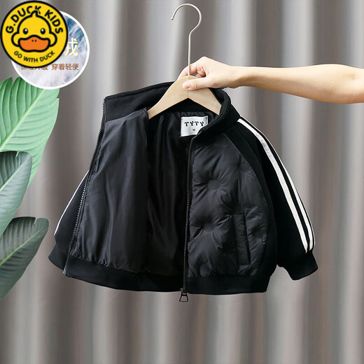 G.DUCKKIDS Little Yellow Duck Children's Light Clothes Winter New Boys Short White Duck Down Jacket Western Style Student Black Jacket Black 120 (recommended height is about 115 cm)