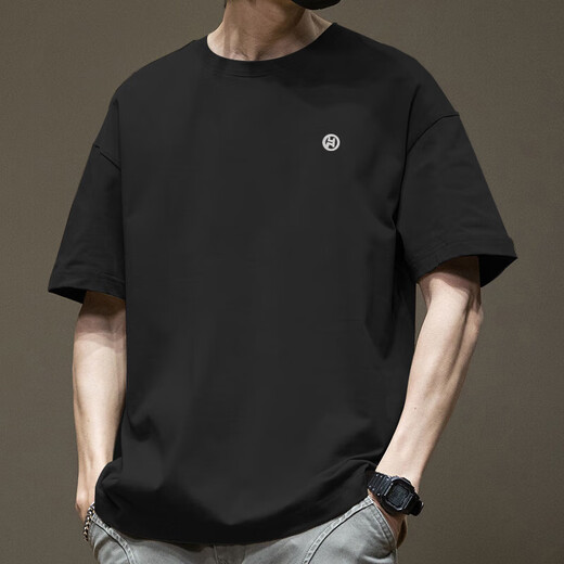 森马（Semir）潮流美式短袖t恤男夏季纯棉圆领百搭休闲2025新款潮牌宽松港风T恤 白色-1365短袖-纯棉 S 【建议80-110斤】