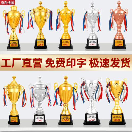 奇立彩金属奖杯定制定做刻字水晶足球篮球创意运动会奖牌幼儿园学生比赛 9905 大号