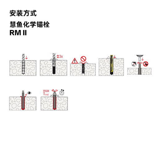 Fischer clear hole-free glass tube chemical anchor RM II with RG M screw is suitable for cracked and non-cracked concrete RM II 12 single glass tube 10 pieces/box