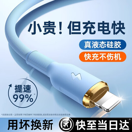 First Guardian DIVI is suitable for Apple data cable PD30/20W fast charging cable c to L liquid silicone charging cable iPhone14Pro Max/13/12/11 mobile phone ipad car blue 1.6