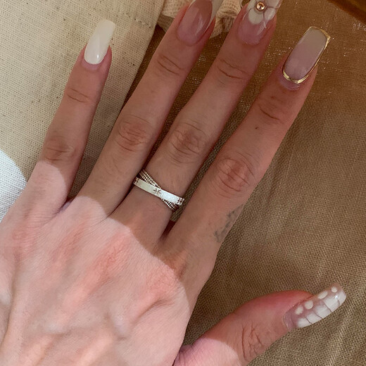 Ruinuo 925 silver small double ring ring for women new silver ring niche fashion brushed star index ring gift for girlfriend 925 silver mercury small double ring plain ring / default number 12