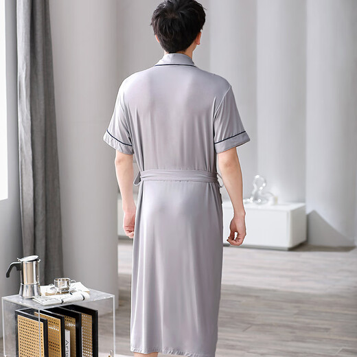 Langsha Nightgown Men's Autumn Modal Modal à manches courtes à manches courtes Pyjamas Home Vêtements de grande taille Pain d'accès à printemps chaud