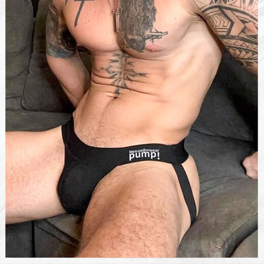 Sexy low-waisted men's thongs, masculine and comfortable, U-convex back, no need to take off double thongs, gay sex pants, white L