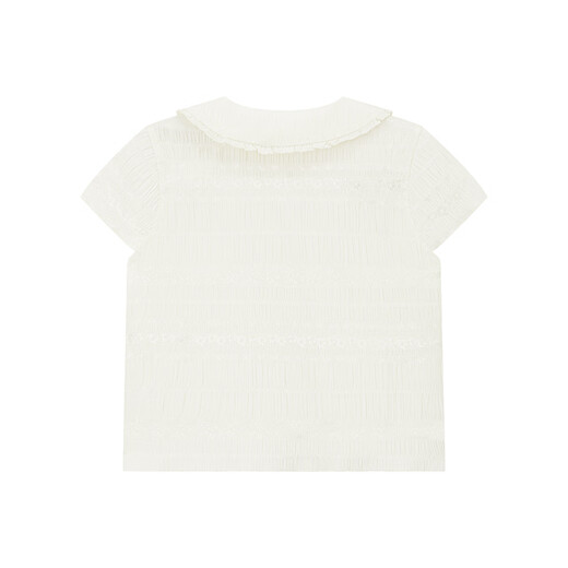 ELLE KIDS children's clothing floral jacquard short-sleeved shirt girls summer new French elegant resort style top pearl white 165 (M)