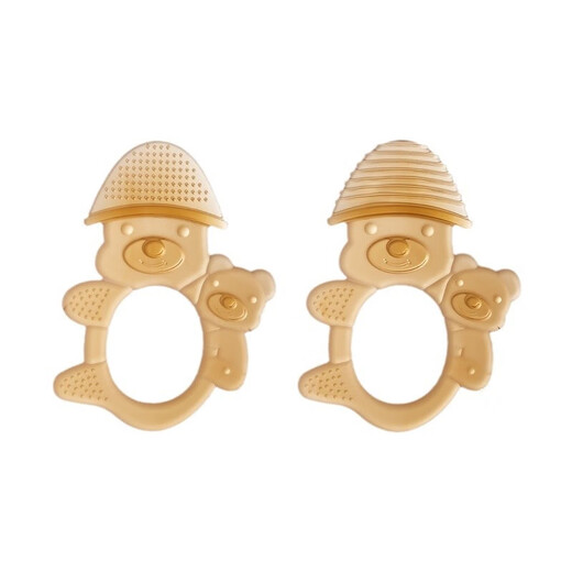 Cartoon Hat Bear Teether Baby Anti-eating Hand Teether Nano Silver Silicone Teether Baby Chew Toy Nano Silver - Bear Contact Teether 1 bag Food Grade Silicone - Q-bounce and easy to bite