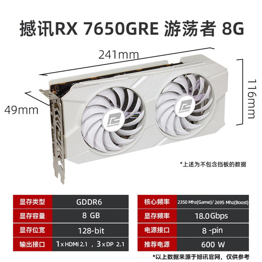 AMD RADEON RX 7650GRE Wanderer White Gaming-Grafikkarte E-Sports Desktop-unabhängiges Display