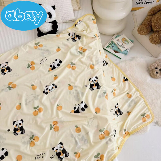 Abay Class A baby summer cool quilt newborn children ice silk blanket baby air conditioning quilt kindergarten cool knitted small quilt Fruit Panda Class A cool summer blanket machine washable 120x150cm 1-7 years old
