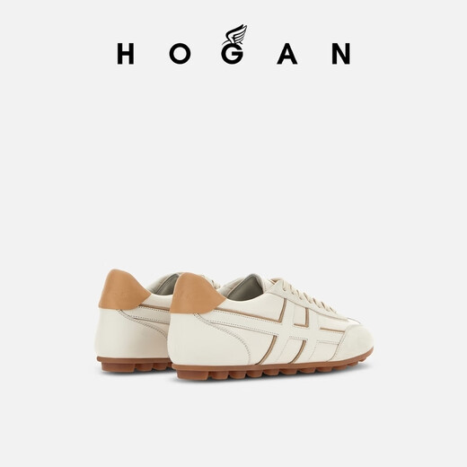 HOGAN女鞋新品Runner系列H693时尚复古舒适休闲鞋单鞋 白/棕尾 36