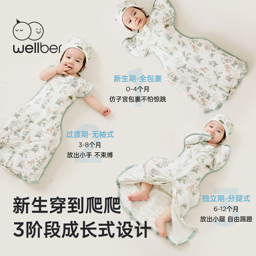WELLBER Newborn Baby Anti-jump Sleeping Bag Surrender-style Baby Wrapped Cover for All Seasons 0-6 Months Ebao L