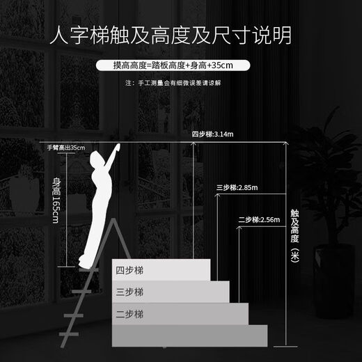 雷都捷特小巨人 梯子家用安全加厚铝合金折叠人字梯小型轻便 升级款铝合金4步15270-001触摸