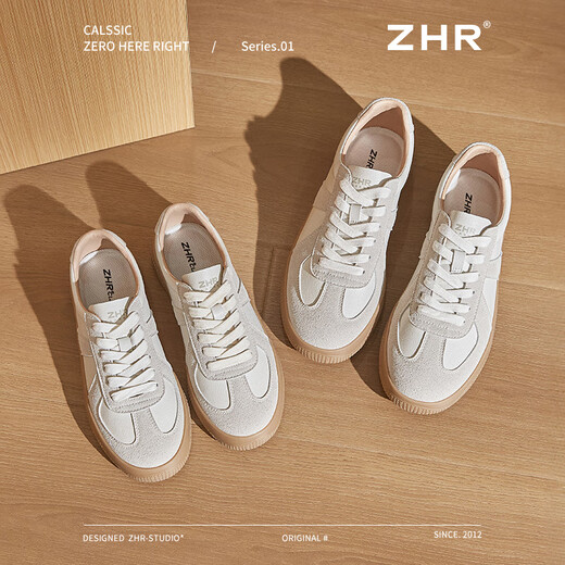 ZHR German training shoes women's board shoes couple casual versatile CP sports shoes for women retro lightweight soft sole non-slip commuter shoes rice gray 37