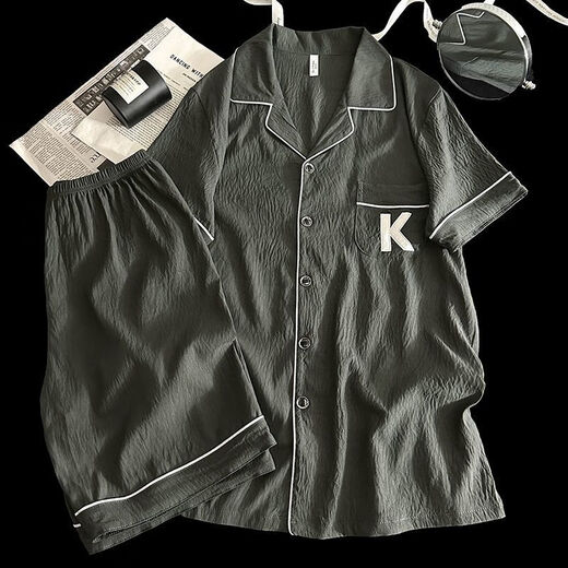 Opeodly Yunduo Pajamas de manga corta para hombres Summer 2025 Nuevo estudiante de secundaria Estilo informal de gran tamaño de gran tamaño Conjunto de ropa para el hogar Yunduo 12532 L Peso recomendado 100-130Jin [Jin equivale a 0.5 kg]
