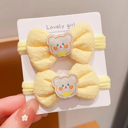Manfu language cute cartoon children's hair tie bow headband baby ponytail ball head does not hurt the hair rubber band women's hair accessories children's bow kulomi 2 pieces