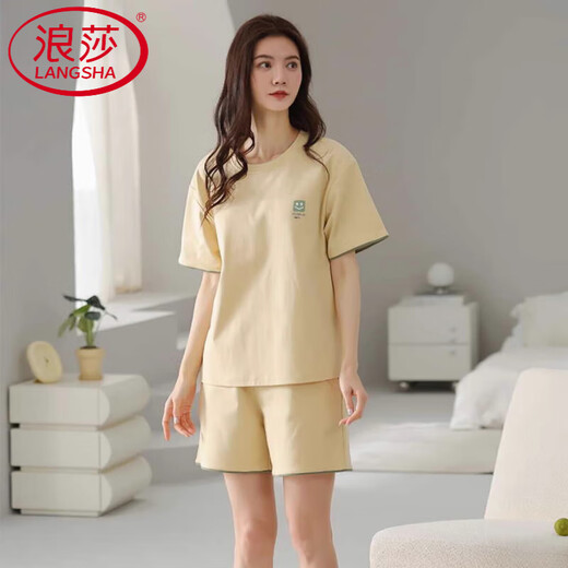 Langsha Light Luxury Pyjamas für Frauen im Sommer Baumwolle kurzärmelige Shorts Einfacher lässiger Baumwollstil für Outdoor-Kleidung Z9856 M 80-100jin [Jin entspricht 0,5 kg]