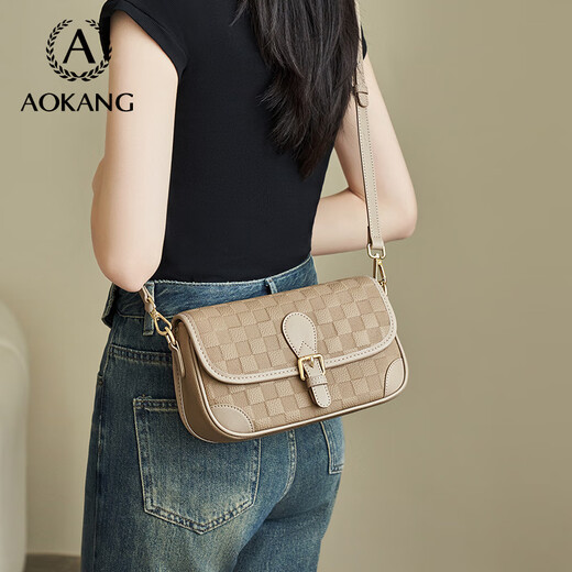 Aokang Bag Damen -Top -Layer -Kuhläden -Leder Trendy kleiner Quadratbeutel Leichte Luxus -Cross -Body -Umhängetasche Geburtstagsgeschenk für Freundin Frau