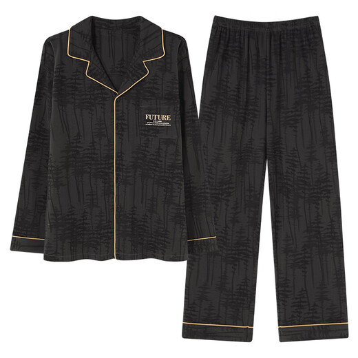 Sangqin pajamas men's spring and autumn large-size loose casual long-sleeved cardigan can be worn on the outside summer and winter home clothes OMM12004 L (recommended 100-130Jin [Jin equals 0.5 kg])