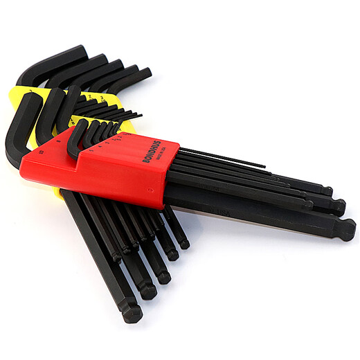 
BONDHUSBhus Borton American Public and British Hexagon Wrench Set Extended Ball Head Flat Head Hexagon Key 12137_Imperial 13 Pack (Extended Flat Head)
