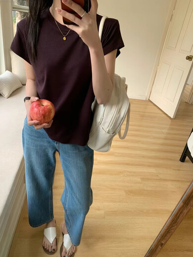 Zhidou Dou Runxi 3883 jours Tobs à manches courtes à manches courtes à manches courtes à manches courtes pour femmes 2025 printemps et d'été Soft Glutinest Loose Base Top Blanc One Taille One Taille
