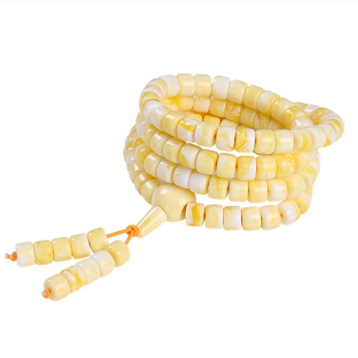 Fat Donglai same style beeswax bracelet Russian white bucket beads 108 beads bracelet necklace rosary beads hundred flower honey old white beeswax large size 10X8mmm 108 beads