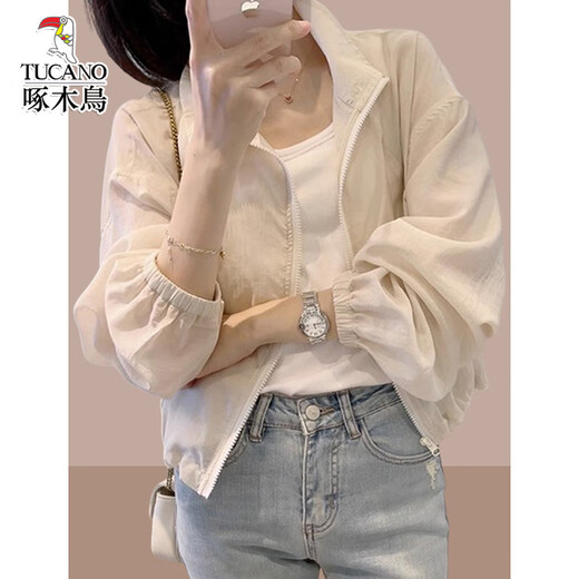 啄木鸟夏季新款小众设计白色防晒外套女士薄款 白色 M (建议100斤以内)