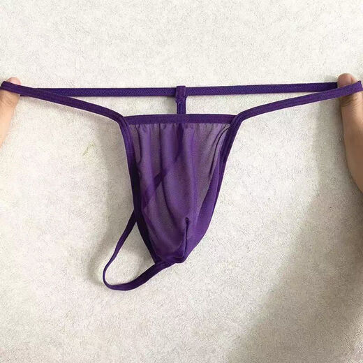 Banfishi low-waisted men's thong mesh cool breathable T-pants seamless sexy sexy butt-lifting sports thong gay style red one size fits all 100-170