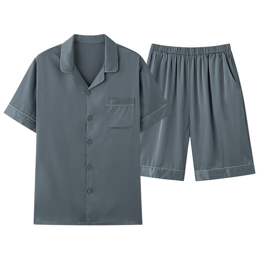 Langsha pareja pijama de seda de hielo verano ropa delgada de manga corta para el hogar 2025 nuevos hombres y mujeres de seda de hielo pueden desgastar traje xns16805 mujeres 16605 hombres 2xl hombres