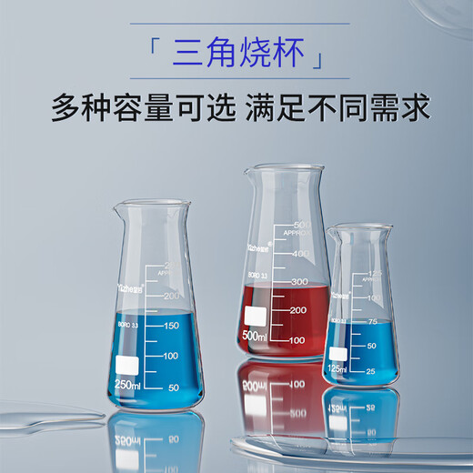 Dreieckiges Becherglas, Glasbecher mit hohem Borosilikatgehalt, Messbecher, Hochtemperatur-Widerstandsheizexperiment, konischer Becher 125 ml, 250 ml, 500 ml, kleiner Mund 250 ml