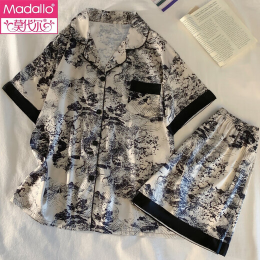 莫代尔韩系感冰丝春夏季薄款睡衣女爱心开衫可外穿家居服女套装 LW-9214# M 【建议80-100斤】