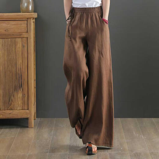 Jiaobifu 2025 Sommerseide Weitbeinhose Baumwollwäsche Schlampe gerade Hosen Guangzhou Dreizehn-Reihen-Baumwollwäsche Weitbein Hose Frauen Sommer Orange-Rot-Schnürstil 9793 M Empfohlen 100 bis 115 Jin [Jin gleich 0,5 kg]