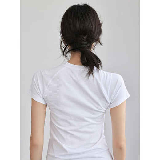 ALO YOGA quick-drying yoga wear short-sleeved women's slim fit fitness T-shirt Pilates training sports top black XL