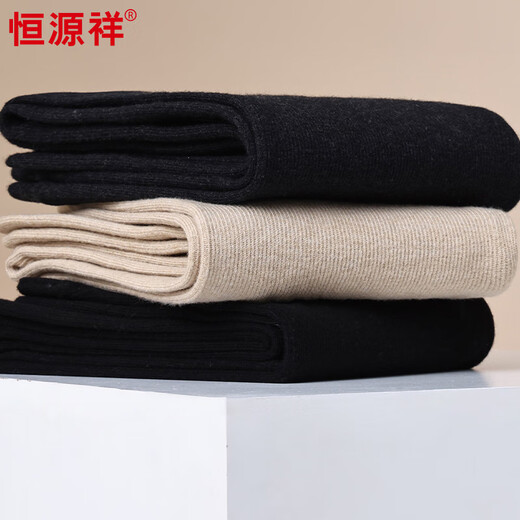 Hengyuanxiang Autumn and Winter New Double Layer Thick Warm Pants Women's Elastic Slim High Waist Small Feet Wool Pants Women Black 2XL
