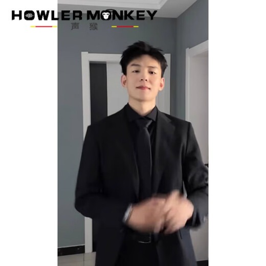 Sound monkey men's jacket high-end suit suit dk uniform dress shoulder pad casual suit wedding dress groomsman suit + black shirt + trousers three-piece suit XL