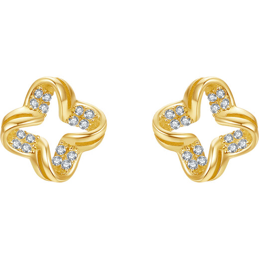 Saturday Fortune S925 Silver Earrings Women's Knot Four-Leaf Clover Earrings Birthday Gift J0913994 Pair