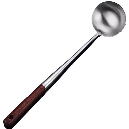Thickened stainless steel cooking spoon, household long-handled soup spoon, household soup colander, extended spatula, cooking spatula, pear wood-spoon, stainless steel, extended and thickened