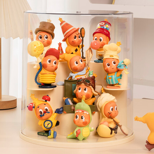 JOKOOAN blind box display box suitable for Bubble Mart end box figure series storage box transparent fashion model step cabinet cream yellow staggered steps stage display space utilization