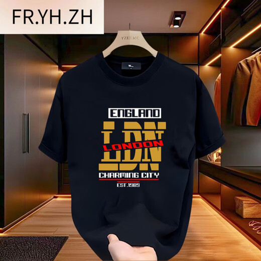 P.YH.ZH2025 Summer New Cotton Fashion Camiseta informal Sportswear Sportswear de manga corta para hombres, naranja de moda, blanco de manga corta (D9712) s (recomendado 90-110Jin [Jin equivale a 0.5 kg])