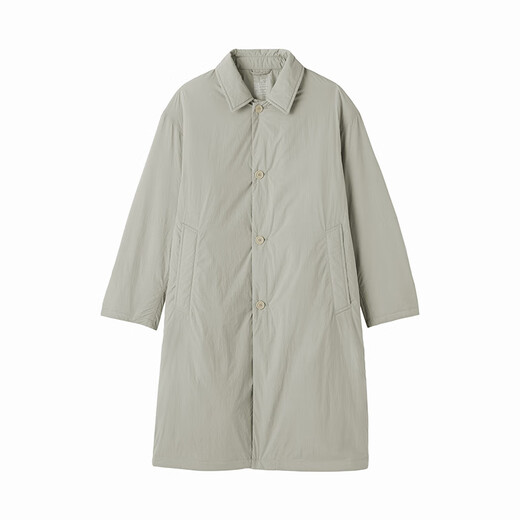 MUJI Men's Stand Collar Coat Windbreaker Jacket Long Sleeve Men's 25 Years Winter Cotton Clothes AD0XKA5A Light Silver Gray S (165/84A)