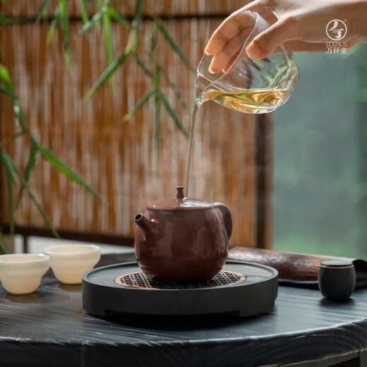 Wanqiantang (Edenus) purple clay teapot, handmade Yixing purple clay teapot, high-end Kung Fu tea set 225ml, a harmonious atmosphere
