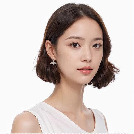 Vivienne Westwood (Vivienne Westwood) Queen Mother West Flagship Authentic Earrings Hollow Design Earrings High-end Trendy Brand Earrings Light Luxurious Earrings Birthday Gift Silver