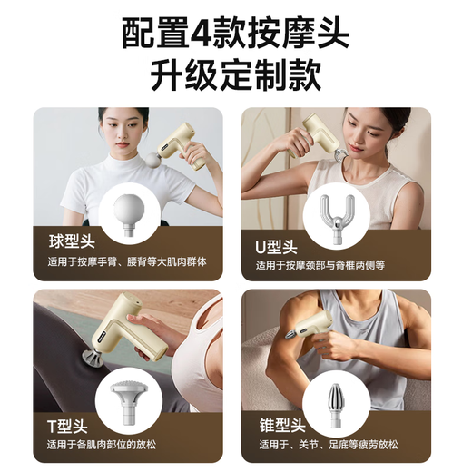 AUX Fascia Gun Massager Neck Mask Gun Whole Body Waist Neck Shoulder Muscle Relaxation Fitness Sports Massager Massage Artifact Birthday Christmas Gift Gift Practical for Men and Women Milk White 6-speed Adjustment + Super Long Battery Life and Large Thrust