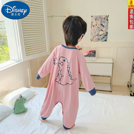 Disney's New Ice Silk One Piece Ropa para niños para niños y niñas Cartoon Anti-Kick Buckle Anti-Cooling Air acondicionamiento Lindo Pajamas 727 Beige 110