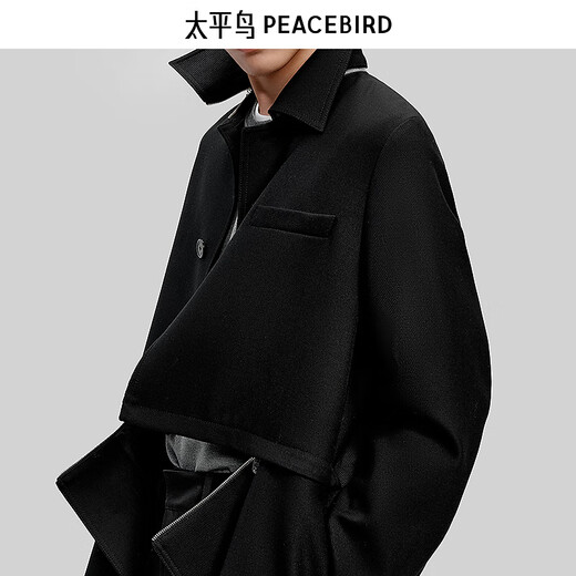 PEACEBIRD Men's PETER DO co-branded casual windbreaker deconstructed stitching men's windbreaker B1BEF3C13 black 1 S
