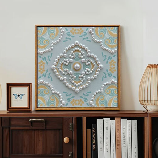 
Handmade crafts by yourself, Chinese style Songjin pearl painting DIY materials package Mother's Day event handmade LL13571 [full color spray painting] send some drill pen 40*40cm thick solid wood inner frame + beautiful outer frame