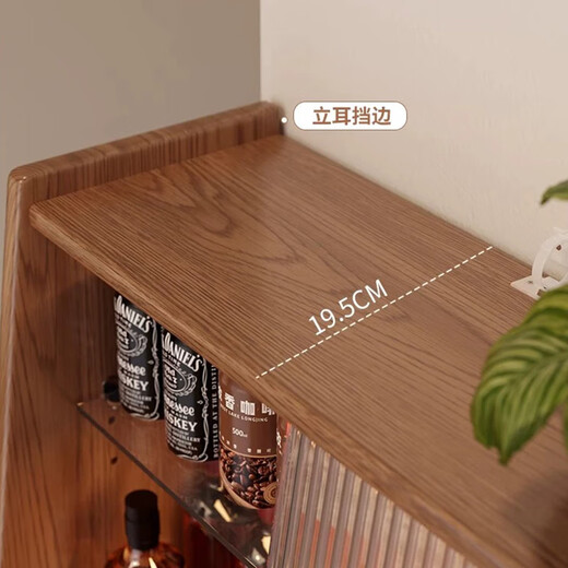 HOSHE solid wood side cabinet small apartment high cabinet kitchen wall integrated storage cabinet cabinet narrow side tea cabinet cabinet [Walnut color] side cabinet-50cm assembly