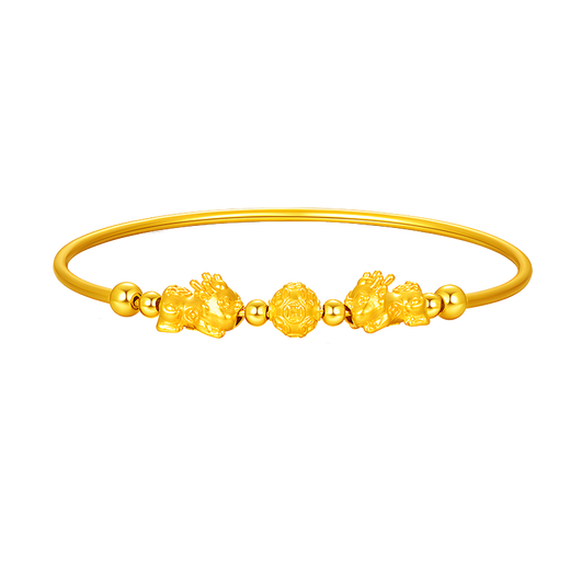 Lianshi 18K gold lucky money beads S925 silver bracelet AU750 bracelet birthday gift holiday gift 1