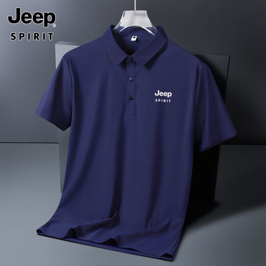 JEEP SPIRITJEEP Jeep Ice Silk POLO shirt men's summer thin cool quick-drying short-sleeved T-shirt business casual lapel top JEEP12358 Ice Silk POLO shirt/Sea Green JEEP1 L 110-125Jin[Jin equals 0.5 kg]