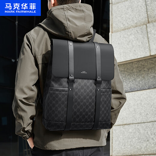Mark Huafei backpack men's large capacity computer men's bag fashionable casual travel backpack trendy schoolbag black diamond