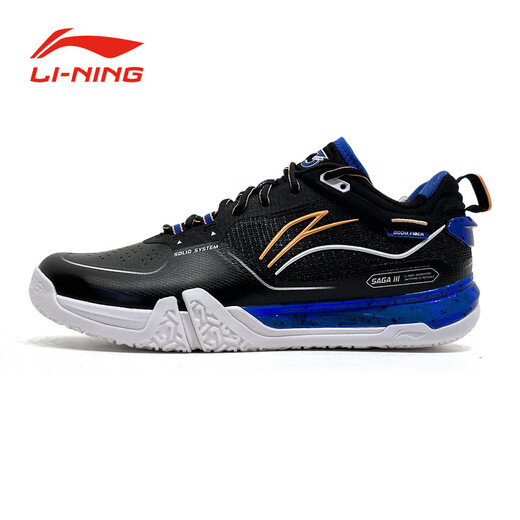 Li Ning (LI-NING) 2025 new product ground flying 3 PRO badminton shoes professional competition training carbon plate shock-absorbing anti-slip sports shoes Night Elf AYAV001-3 Black/Crystal Blue 43 (270mm)